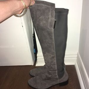 Browns grey suede knee high boots